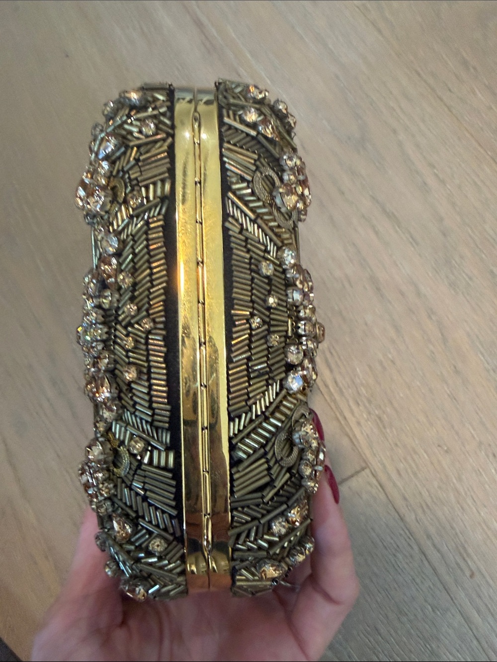 Alexander McQueen embellished Evening Clutch with Gold Skull Accent - Picture 3 of 11